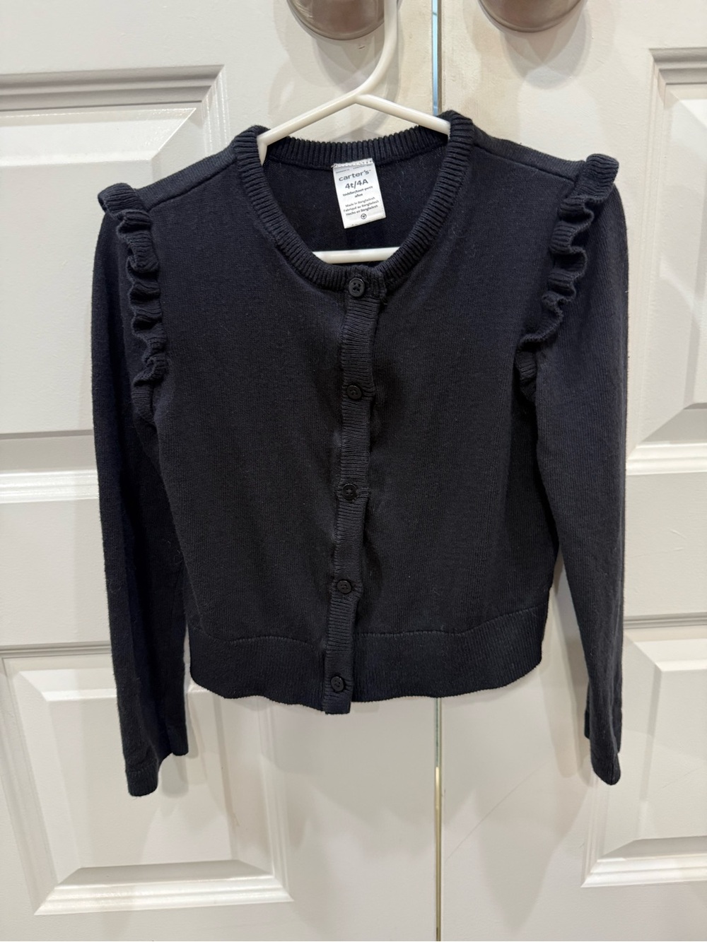 Carter's Black Ruffle-Trim Knit Cardigan